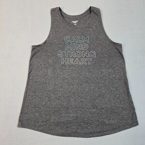 Old Navy Active Go-Dry Tank Top Women Medium Gray Calm Mind Strong Heart T shirt